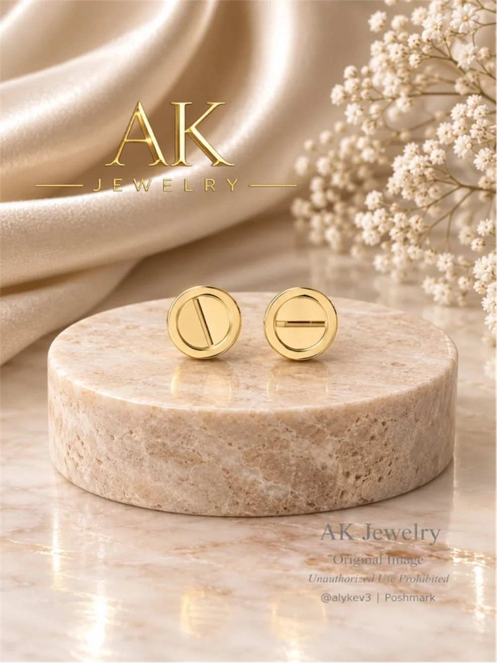 💎LUXURY 18k Gold Small Round Petite Stud, Pierced | AK Jewelry™